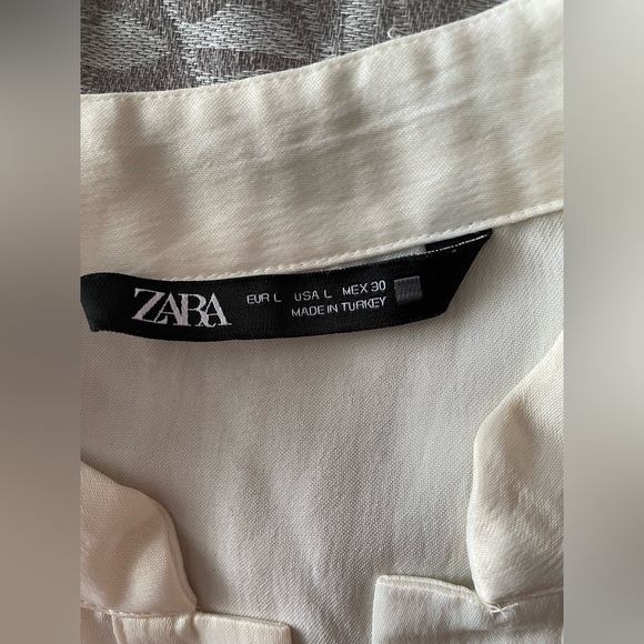 Zara Cream Long Sleeve Relaxed Blouse - Picture 5 of 6